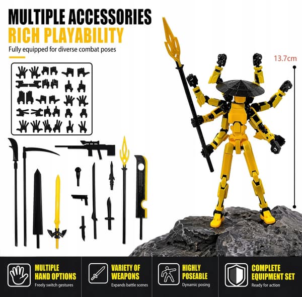 PLUSHCEWT T13 Action Figure with Interchangeable Hands and Accessories for Adults