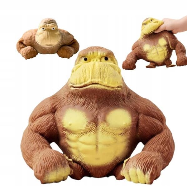 ANTI-STRESS GORILLA, SENSORY SQUISHY MONKEY, LARGE POP SQUISHY, unisex, rubber