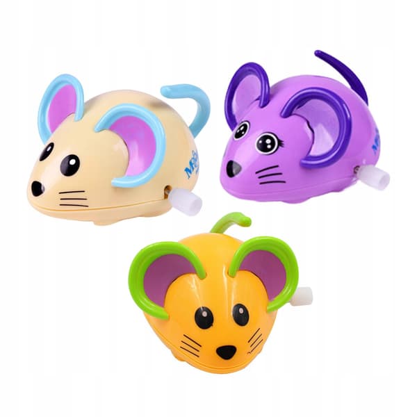 3x Clockwork Mouse Toy – Walking and Jumping Rat Toy for Easter Goody Bag Fillers