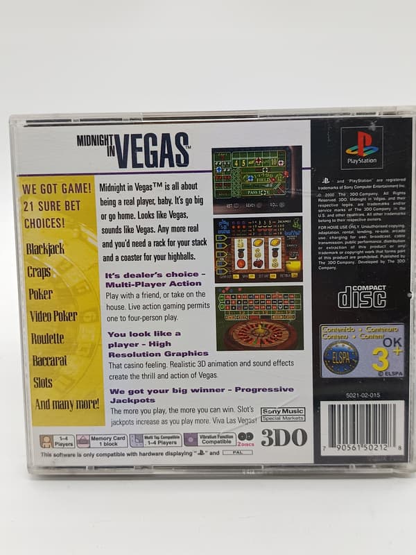 MIDNIGHT IN VEGAS PlayStation (PSX) boxed set + audio CD