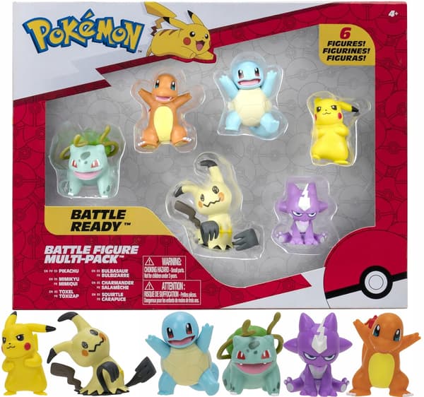 Pokémon 6-piece BATTLE READY MULTI-PACK set featuring Pikachu, Mimikyu, Toxel …