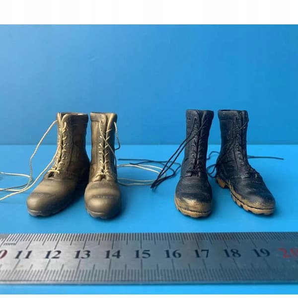 1/6 Scale Lace-Up Miniature Doll Ankle Booties with Action Figure, Black