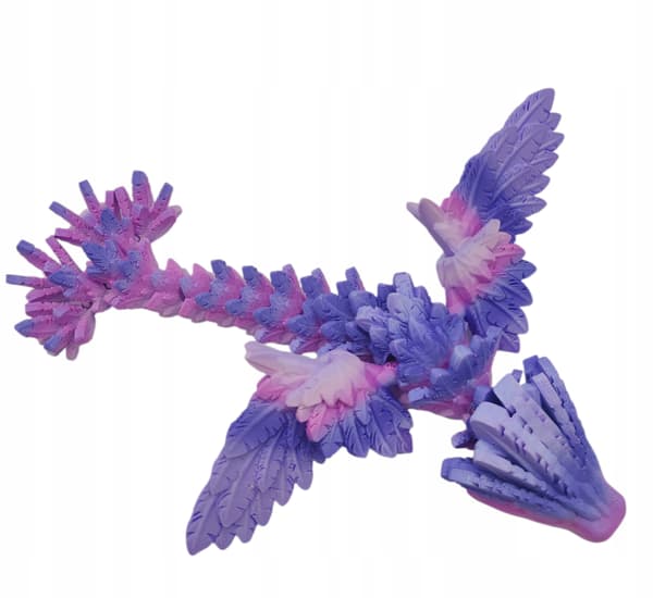 Movable crystal dragon with wings – 3D-printed figurine