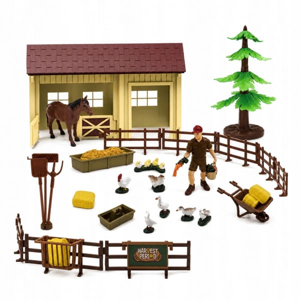 Farm Set with Tractor, Windmill, Stable, Trailer, Animal Figures – 45 pieces