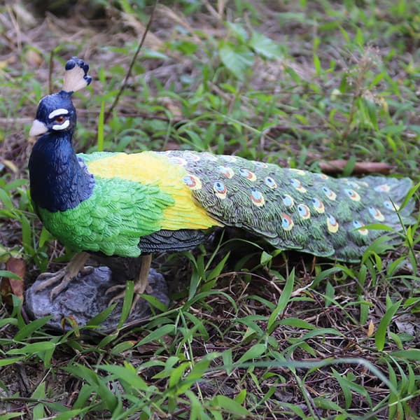 Plastic peacock figurines Miniature figurines for classrooms Green