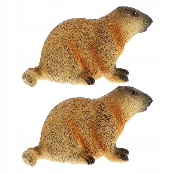 2 REALISTIC MARMOT FIGURINES – DECORATION