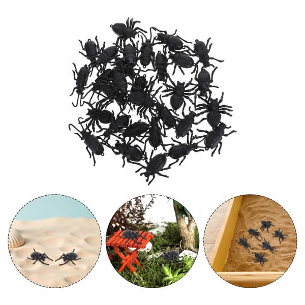 30 MINI BLACK INSECT FIGURINES WITH REALISTIC TEXTURE FOR EDUCATIONAL PURPOSES