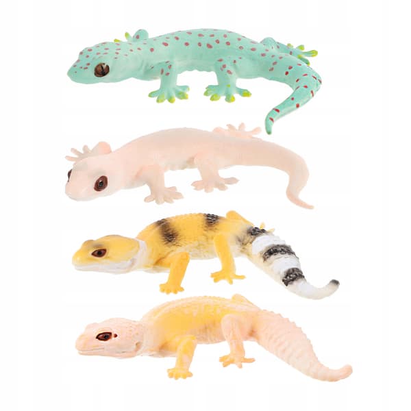 4 REALISTIC PLASTIC GECKO FIGURINES FOR LEARNING AND PLAY