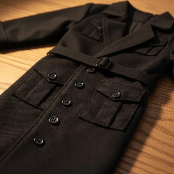 1/6 scale outerwear Coat Hip belt Black outerwear for dolls Coat