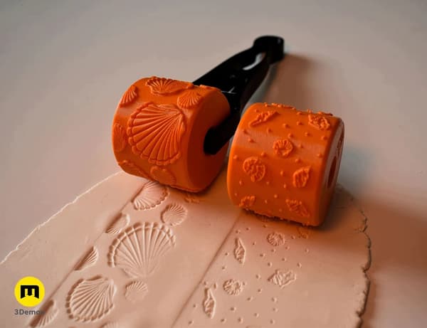 Beach Texture Rollers – clay modelling rollers featuring shell and leaf patterns