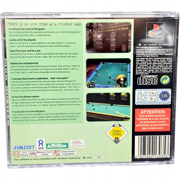 POOL HUSTLER for PlayStation (PSX PS1)
