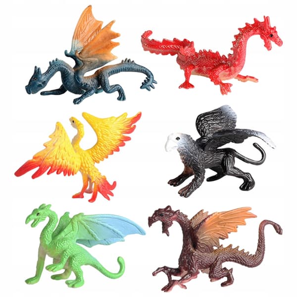 Set of 6: Simulation Plastic Dinosaur Model Action Figure Dinosaur Statues