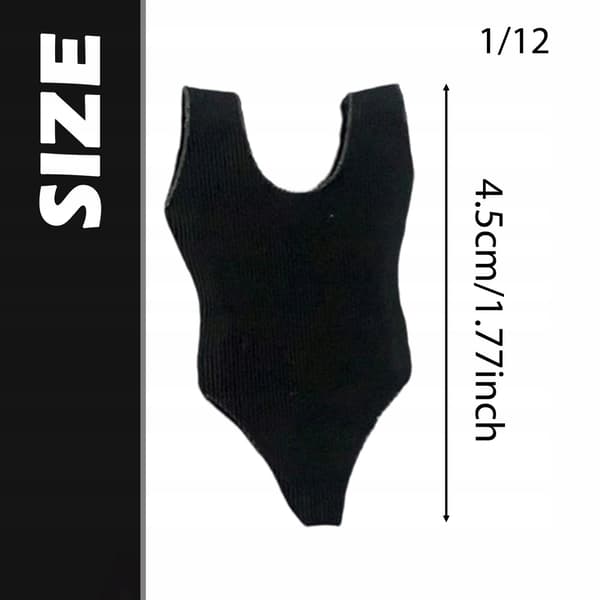 Miniature figure-hugging swimsuit designed for 1/12 scale action figures – Black