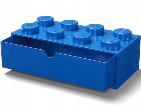 LEGO BLOCK STORAGE DRAWER, 8-COMPARTMENT, FOR DESK, BLUE