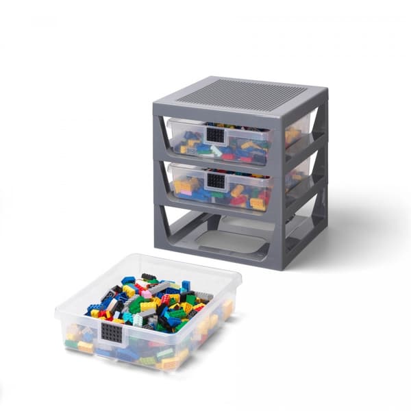LEGO Storage Unit with 3 Drawers and a Building Plate – Grey