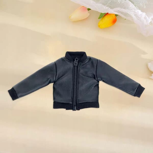 1/12 PU Leather Jacket – Handmade Retro 1/12 Scale Figure Stand-up Collar Jacket