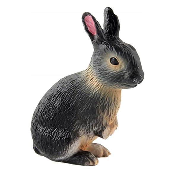 Realistic forest animals: Pet Rabbit Action figurines – black and yellow, crouching