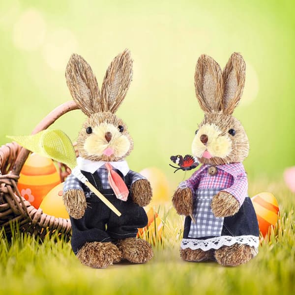 2x Easter Bunny Figurines – Easter Decoration – Creative Decorative Style C