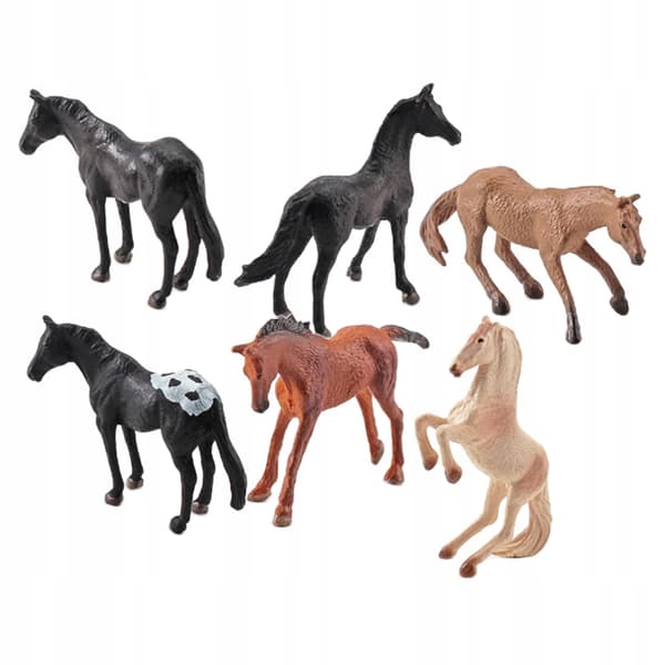 6x Sturdy Horse Figurines, Models, Miniature Simulation, Early Learning A