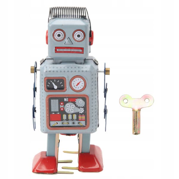HAND-WINDING RETRO METAL WALKING ROBOT