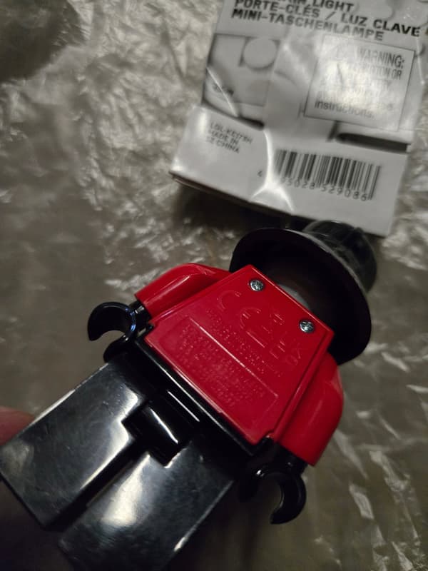 LEGO keyring with a Star Wars Darth Vader torch