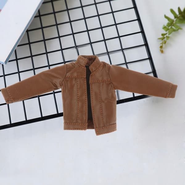 Mini Faux Leather Biker Shacket, Open Front, Long Sleeve, coffee