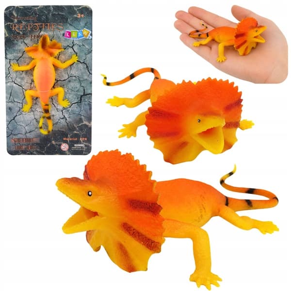 Rubber Collared Lizard Figurine – Stretchable and Realistic, 19 cm