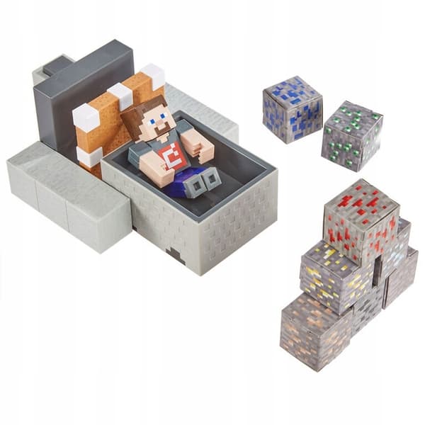 Minecraft Mayhem Minecart Steve Figurine Set