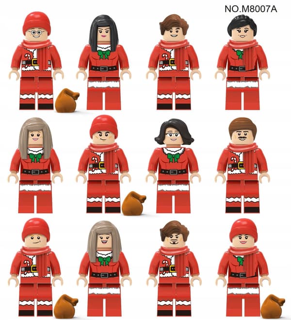 Christmas Minifigures (12 pcs.) + Accessories – Educational Building Blocks Set