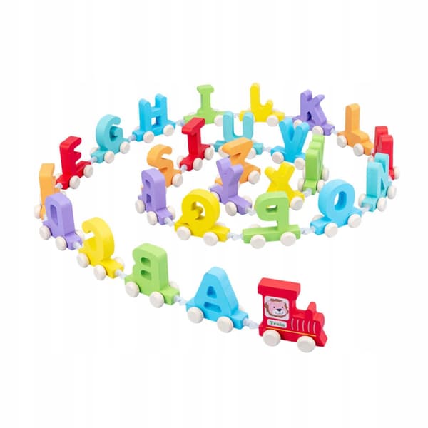 Alfabety wooden train set for developing hand-eye coordination in young children