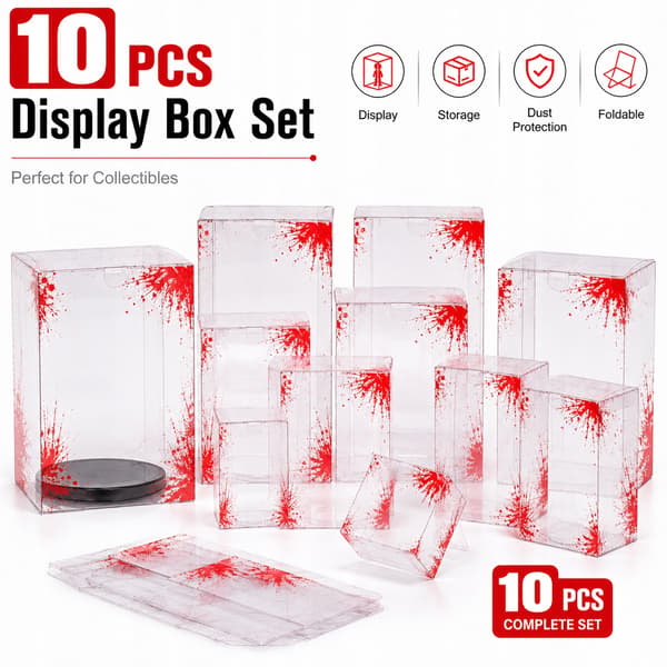 10x Clear Protective Display Box for Figurines with a Red Effect