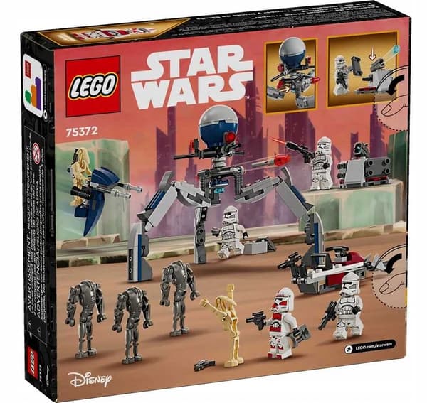 LEGO Star Wars 75372 Battle Set featuring a Clone Trooper and a Battle Droid