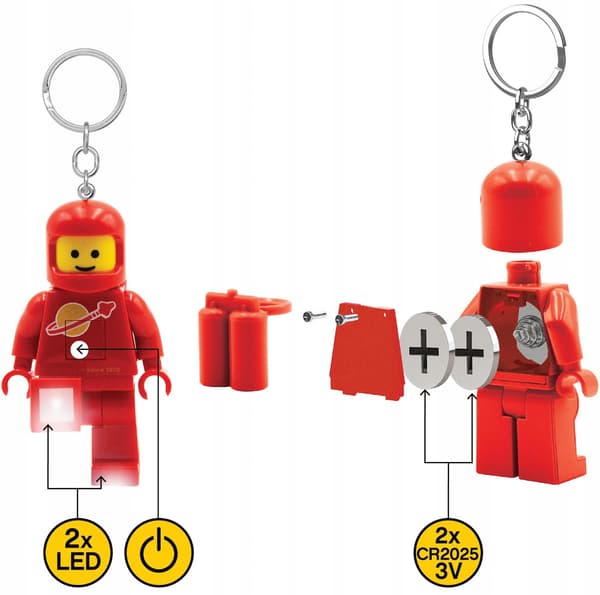 LEGO LED TORCH KEYRING – SPACE CLASSIC ASTRONAUT – RED + GIFT BAG