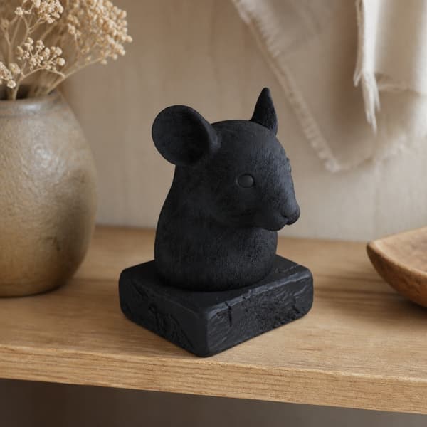 Mouse Bust Figurine – Decorative Item on a Square Base – Available in a Wide Range of Colours