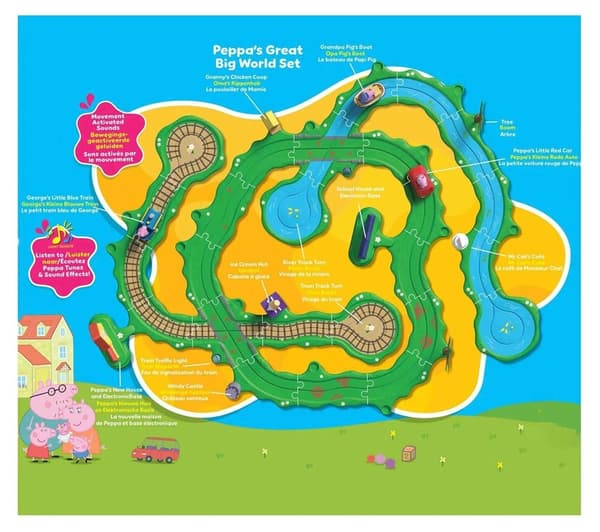 Peppa Pig Train Set, Race Track, Figures, Peppa’s Red Car, Sounds