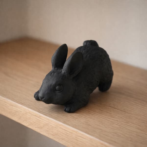 FIGURINE: RECLINING RABBIT STRETCHING – SHELF DECORATION – MANY COLOURS