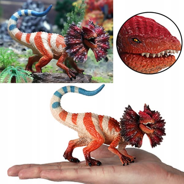 Plastic dinosaur action figure – Dilophosaurus play set – Toy model for boys
