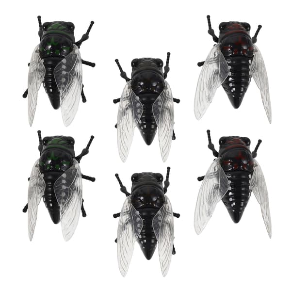 Set of 6 Realistic Plastic Garden Cicada Figurines – Insect Play Set