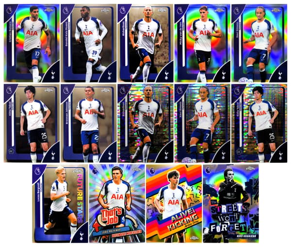 TOPPS CHROME PREMIER LEAGUE 2025/2026 TOTTENHAM 14-CARD SET