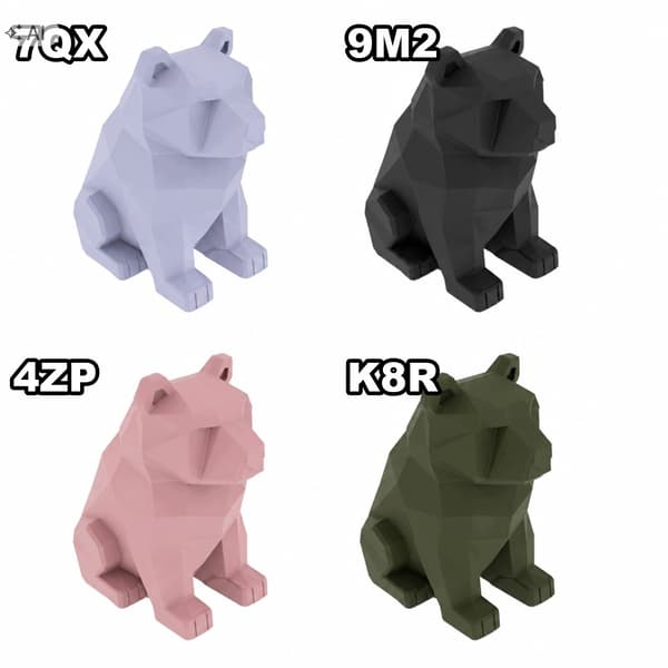 LOW-POLY BEAR FIGURINE – SITTING DECORATION – MANY COLOURS
