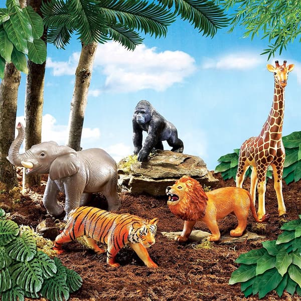 Learning Resources Set of 5 Small Figures: Giraffe, Elephant, Lion, Tiger