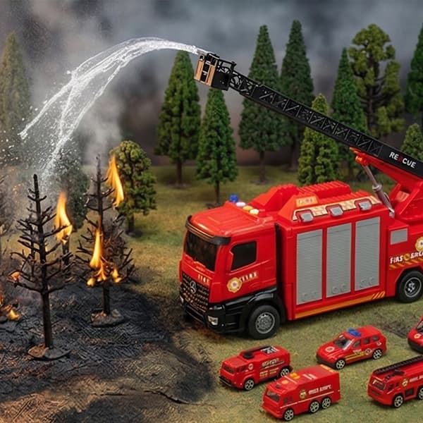 Toy fire engine, accessory set with lights and sounds