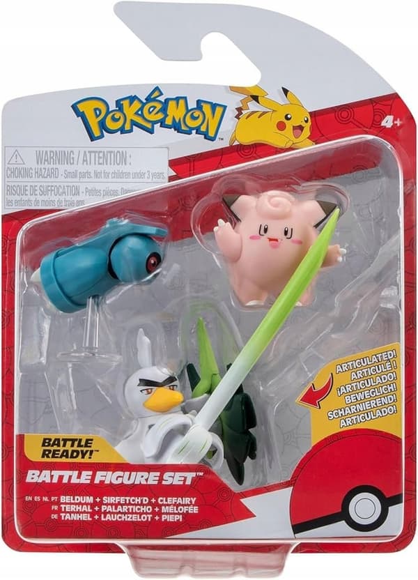 Pokémon 3 Battle Figures Set S18 BELDUM, SIRFETCH'D, CLEFAIRY PKW3057