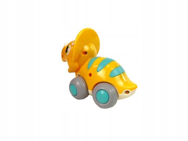 YELLOW DINOSAUR ON WHEELS FIGURINE