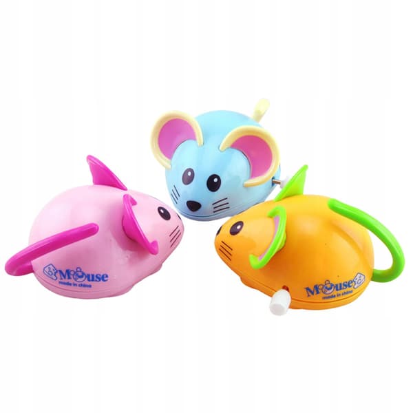 3x Clockwork Mouse Toy – Walking and Jumping Rat Toy for Easter Goody Bag Fillers