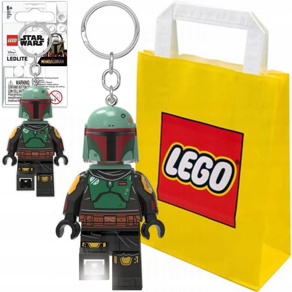 LEGO STAR WARS KEYRING FLASHLIGHT BOBB FETT FIGURE KEYRING + GIFT BAG