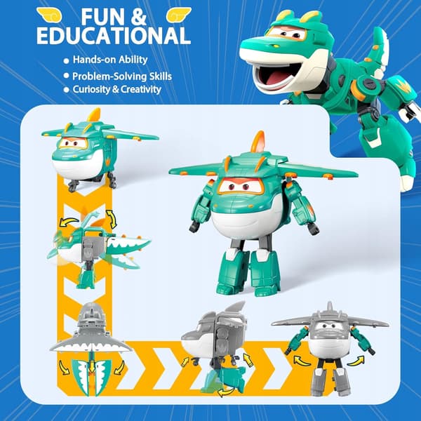 Tino Super Wings transforming dinosaur robot with pet