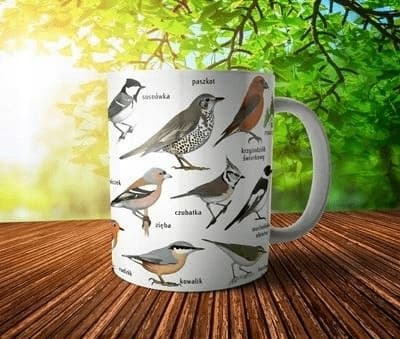 DECORATIVE CERAMIC MUG: Forest Birds by Soliton – FOR BIRD LOVERS – Sturdy