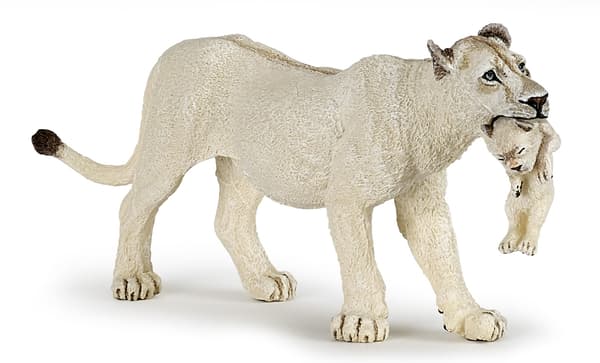 WHITE LIONESS WITH CUB [FIGURINE]