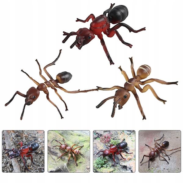 3 PLASTIC MINIATURE ANTS – DECORATIONS FOR THE TABLE AND GARDEN